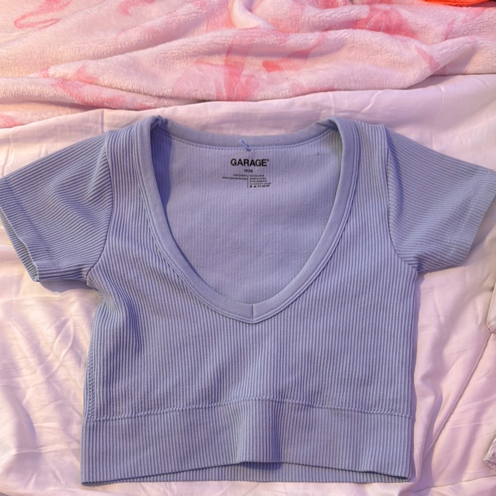 Garage Blue and Purple Fitted Crop T-Shirt